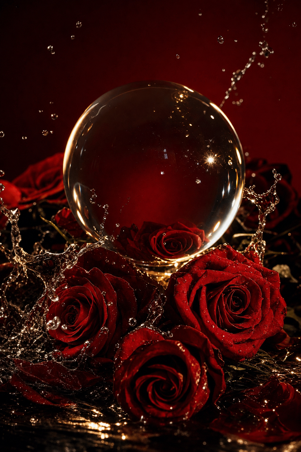 水晶球と深紅の薔薇